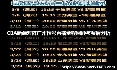 CBA新疆对阵广州精彩直播全程回顾与赛后分析
